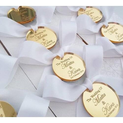 Personalized Gift Packing Decor Tags,Mirror Gold Acrylic Party Favor Decoration, Laser Cut Baby Shower Wedding Thank You Present
