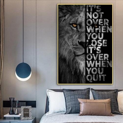 Lion Posters It Not Over When You Lose Motivational Art Animal Print Canvas Painting for Nordic Room Office One Piece Decoration