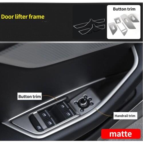 For AUDI A4L 2017 2018 stainless steel door lifter frame matte black titanium chrome molding trim 5pcs
