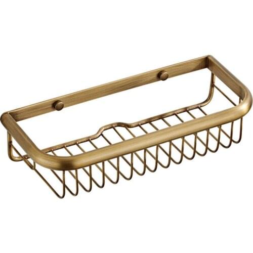 Bathroom Shelves Single Brass Antique Shower Corner Shelf Wall Mount Shampoo Storage Shelf 30cm