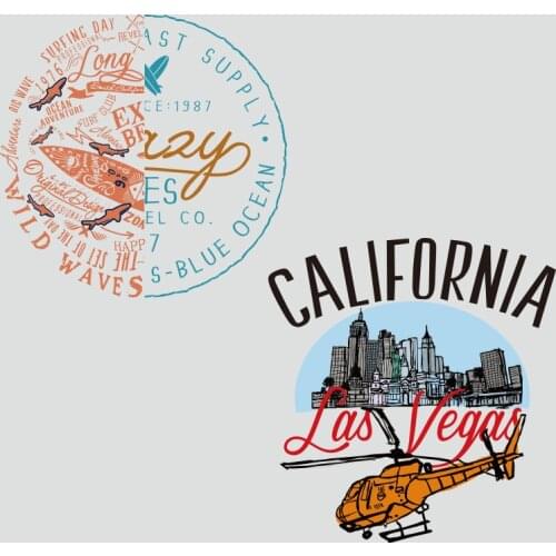 Popular Trend City Landscape Pattern On Clothes Applique Decor Heat Transfer for Clothing Printed Thermal Stickers