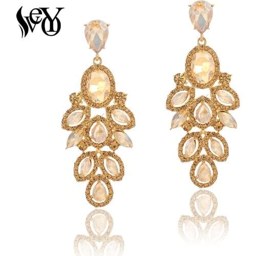 VEYO Luxury Vintage Crystal Drop Earrings for Women AAA Rhinestone Drop Earrings Fashion Jewelry New