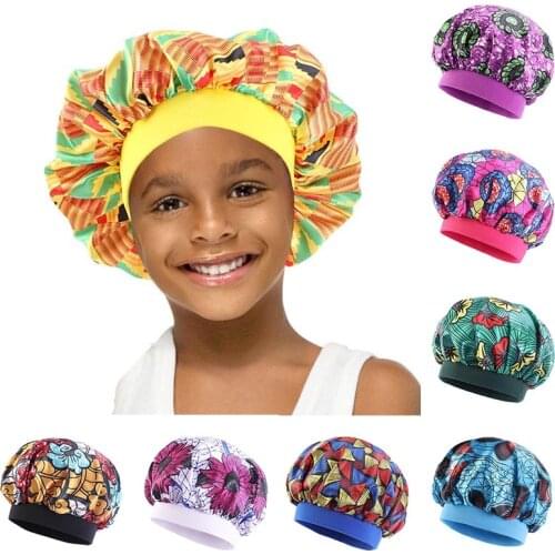 Baby Silky Satin Bonnet Sleep Cap Children Girl Night Turban Children Solid Headwear Cute Headwrap Hat Fashion Hair Wear