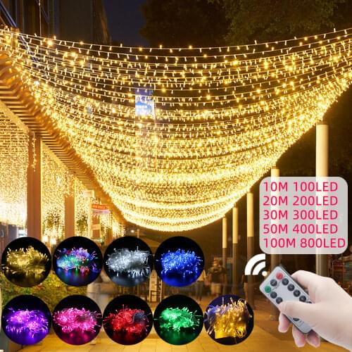 LED Icicle Waterproof Light Garland Christmas Fairy Light Chain Waterproof Home Garden wedding Party Outdoor Holiday Decoration