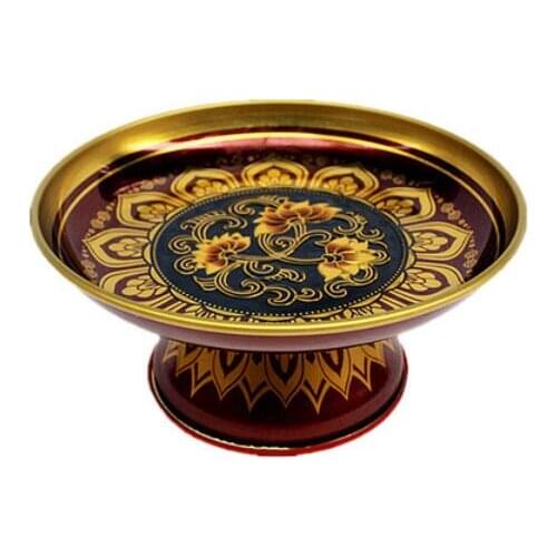 Alloy front fruit plate hall supplies Buddha with Lotus flower god of wealth lotus fruit plate home decoration wedding