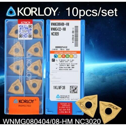 WNMG080404-HM NC3020 WNMG080408-HM NC3020 10pcs/set KORLOY CNC carbide insert NC3020 Machining steel Free shipping