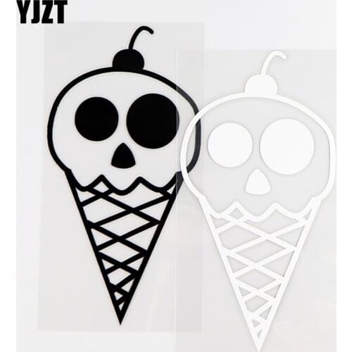 YJZT 7.5×14.7CM Skull Ice Cream Cone Vinyl Decal Car Truck Window Decor Car Stickers Black / Silver 10A-0705