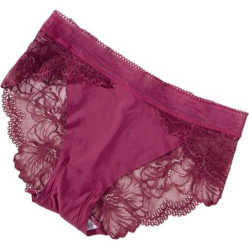 Women Sexy Lace Panties Transparent Low Waist Underwear Lady Fashion Cutout Lace Border Briefs High Quality Female Underpants