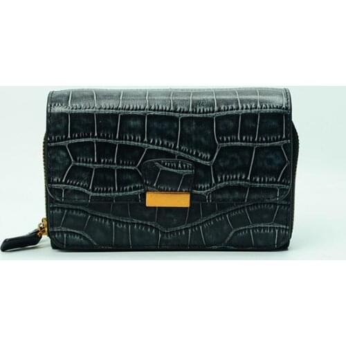 Genuine leather crocodile rectangle women doule zip purse