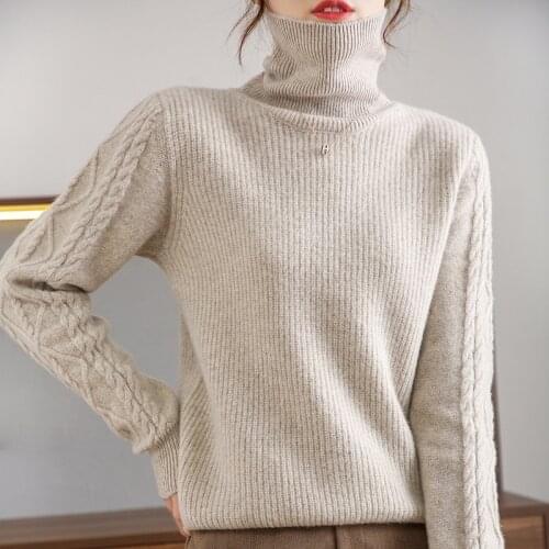 100% womens wool sweater 2021 thick cashmere knitted pullover new loose sweater solid color plus size bottoming shirt