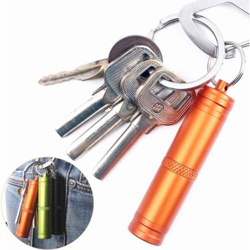 1PC Camping Portable Survival Waterproof Pills Box Container Aluminum Medicine Bottle Key Chain Outdoor Emergency GearTravel Kit