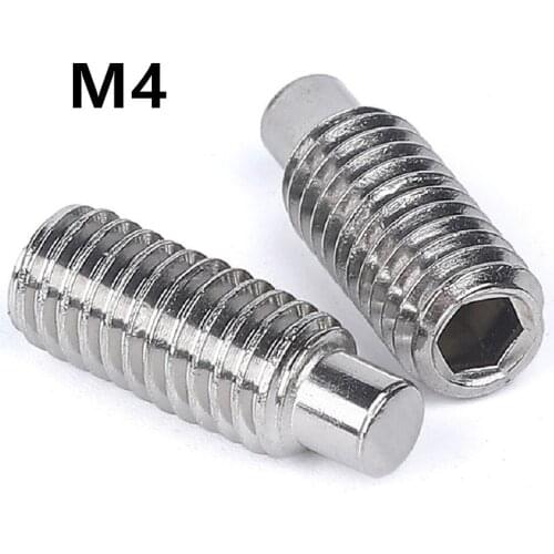 100pcs/lot DIN915 GB79 M4x4/5/6/8/10/12mm 304 stainless steel hexagon socket convex end set machine meter screw cylindrical head