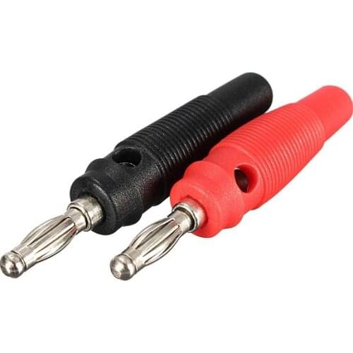 2PCS Nickel Plated Solderless Speaker Banana Plug Audio Jack Connector Red Black