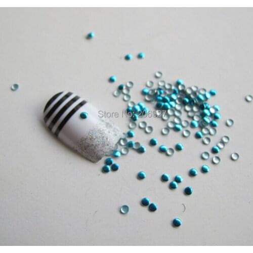 200pcs Cute S-34 2mm Nail Art Blue Round Metal Stud Nail Art Decoration