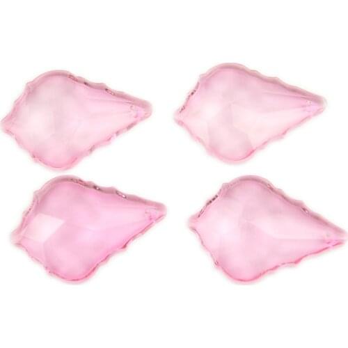 38mm-76mm Pink Maple Leaf Crystal Glass Window Prisms For Chandeliers Crystal Pendants Lighting Decoration