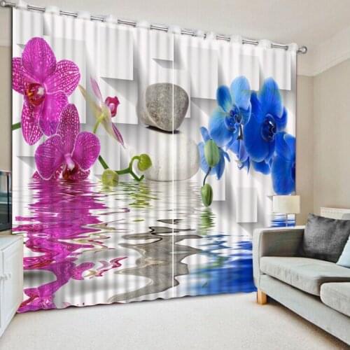 3D Curtain Printing Blockout Polyester Chinese Sun Photo Drapes Fabric For Room Bedroom Window flower curtains