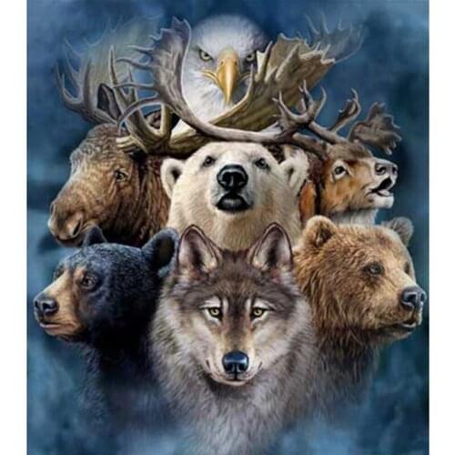5D Diy Full Square/Round Diamond Painting "Wolf Bear Eagle Deer" Diamond Pictures Cross Stitch 3D Rhinestone Embroidery Decor