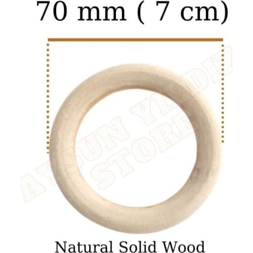 70 mm ( 7 cm) Natural Solid Wood Ring Rattle Teether ( Amigurumi Rings ) Crochet Tool Kit