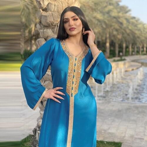 Abaya Dubai Kaftan Muslim Women Dress Moroccan Caftan Evening Gowns Turkey Islam Clothing 2021 Eid Mubarak Djellaba Femme
