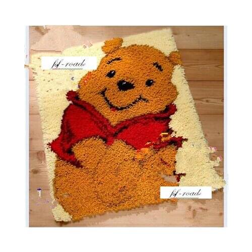 DIY Carpet Rug Shy Bear Latch Hook Rug Kits 3D Crocheting Tapestry Sofa Decor Cushion Set for Embroidery Unfinished Floor Mat