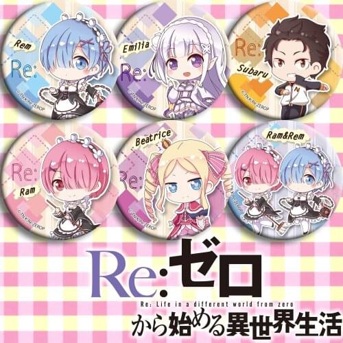 Re Zero Emilia Action Figure Re Life a Different WorldRe Zero 58mm Badges