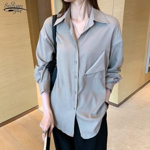 Elegant Shirts Women Office Lady Shirt Vintage Long Sleeve Blouse Hong Kong Style Solid Fashion Women Tops Plus Size 4XL 11394
