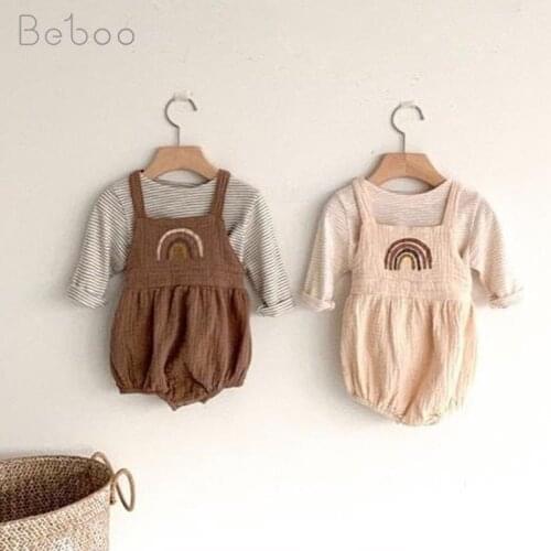 2021 Ins Rainbow Baby Summer Bodysuits New Cute Children Jumpsuits Clothes For Boys And Girl Newborn Christmas Home Infant 0-24m