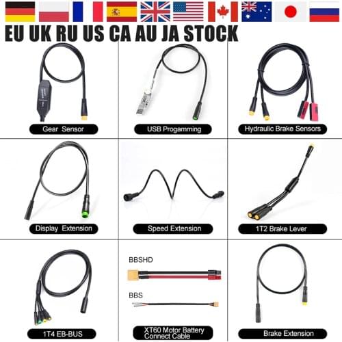 BAFANG Motor Cable Hydraulic Brake Gear Shift Sensor Display Brake Speed Extension Cable USB Programming EB-BUS 1T4 1T2 Cable