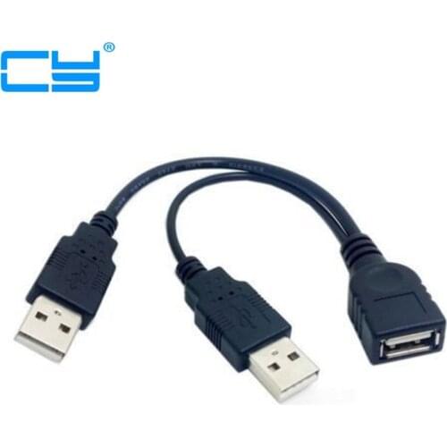 USB 2.0 Female A to Dual A Male Data Y Cable HDD Power Supply Cord for External 2.5" Hard Disk Drive