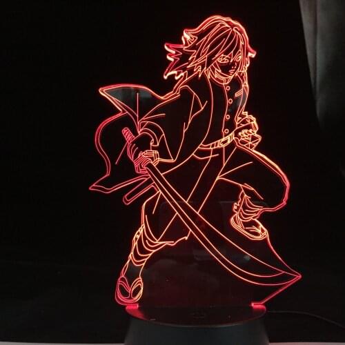 Kimetsu No Yaiba Giyu Tomioka Light 3D Night light Anime for Bedroom Decor Child Kids Birthday Gift Manga Gadget Giyuu Lamp