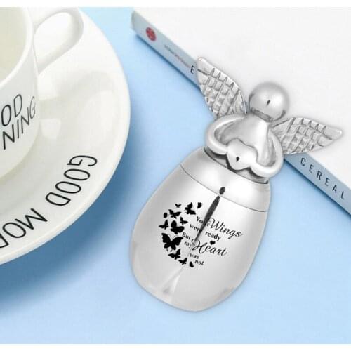 Ashes Pot Stainless Steel Silver Angel Head Commemorative Cinerary Pet Memorial Hall Family Cremation Coffin Bird Dog Container