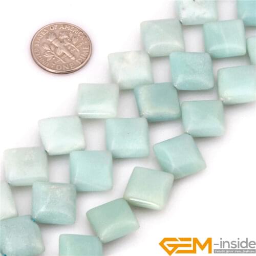 Square Amazonite Beads Natural Stone Beads DIY Loose Beads For Jewelry Making Bead Strand 15" Wholesale