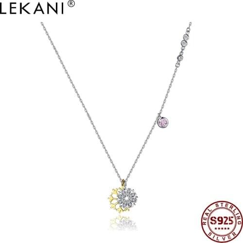 LEKANI 925 Sterling Silver Necklace Womens Zircon Necklace Luxury Jewelry Exquisite Fashion Send Friends Anniversary Gift 2020