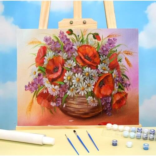 Poppy Flowers DIY Painting By Numbers Complete Kit Acrylic Paints 50*70 Boards By Numbers New Design For Children Art
