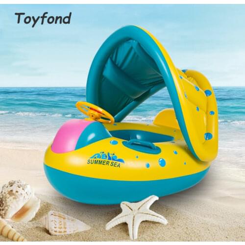 Baby Safe Inflatable Swimming Rings Kids Infant Summer Swimming Pool Adjustable Sunshade Children Toddler Seat Float Boat Gift