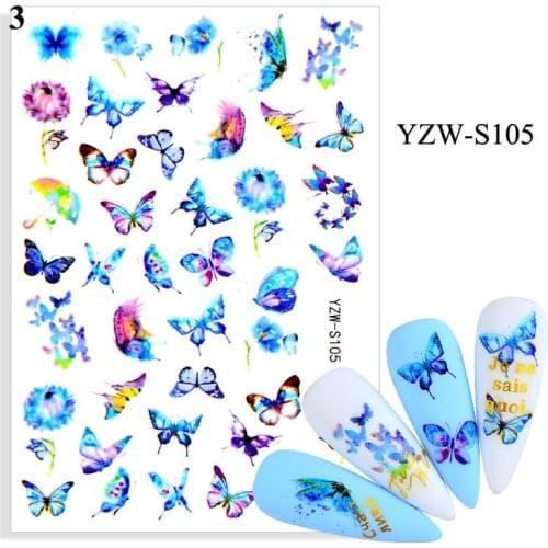 Butterfly Nail Stickers Colorful Rose Stickers Nail Art Leaves Nail Stickers Decoration For Manicure Nails Free Shipping