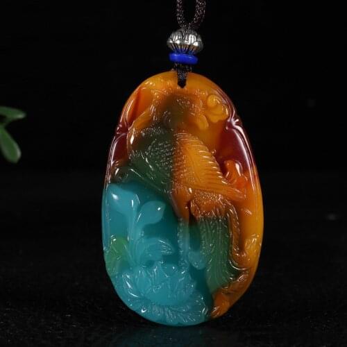 Natural Green Hand-carved Phoenix Jade Pendant Fashion Boutique Jewelry Men and Women Necklace Gift