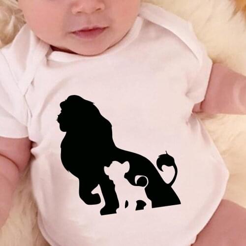 New Summer The Lion King Simba Print Infant Jumpsuit Cartoon Casual Short Sleeve Tops Baby Bodysuits 0-24M