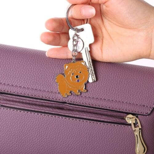 Wholesale Pet Car Keychains Dogs Chow Chow Dachshunds Keyring Jewelry Bag DIY Metal Puppy Keychains Woman Men Key Ring Holder