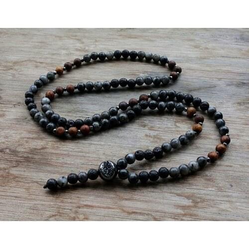 Mans unique necklace 6mm Natural stone bead & Hematite Bead Necklace Fashion Jewelry Dropshipping