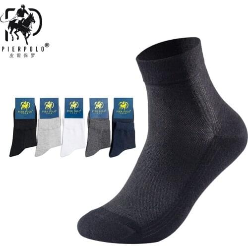 High Quality 5 Pairs/lot PIER POLO Brand Men Socks Summer Breathable Soft Crew Cotton Socks Men Dress Socks