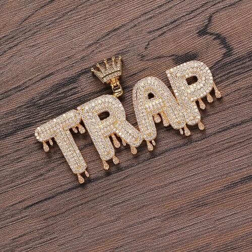 Bling Bling Custom letters Pendants Mens Mirco Pave Prong Setting Zircon Necklace Jewelry CP08