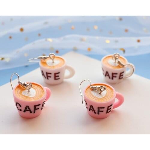 Cute Cafe Cup Tea Drop Earrings For Women Girl DIY Handmade Korean Fashion Creative Unique Dangle Earrings Jewelry Accessaries