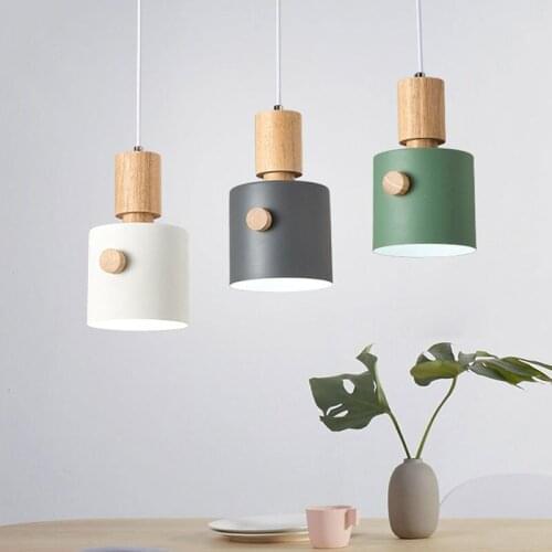 Nordic Iron Wood Pendant Lights Modern Kitchen Lights Hanging Lamp Dining Room Lights Living Room Pendant Lamp Bar Home Decor