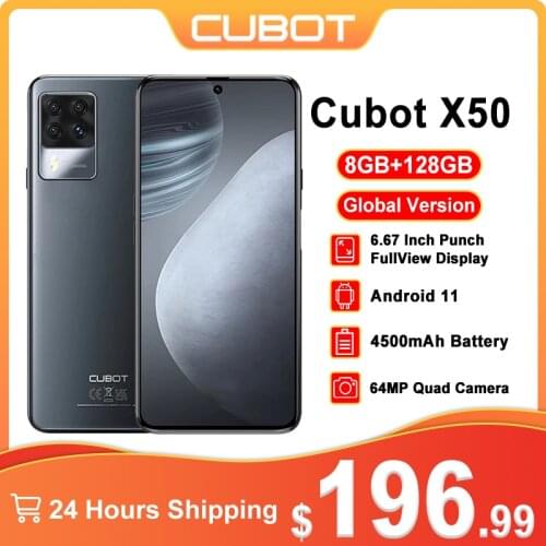 Cubot X50 Global Smartphone 4G LTE 8G+128G 64MP Quad Camera 6.67" FHD+ Screen 32MP Selfie NFC 4500mAh OTG Android 11