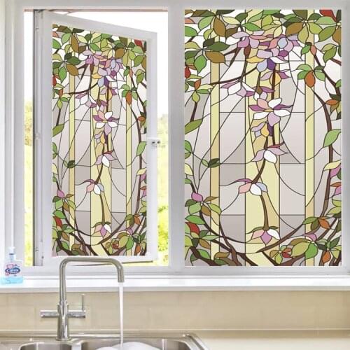 Japanese-style Stained Glass Film Static Cling Window Sticker Privacy Translucent Opaque Film Vinyl Frosted Poster Home Decor