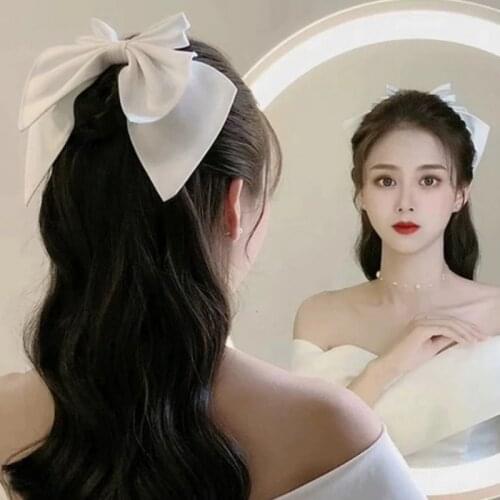 Handmade Big White Bow-Knot Hair Clip Wedding Riborn Barette Bridal Headpiece Women Hair Ornament заколка бант