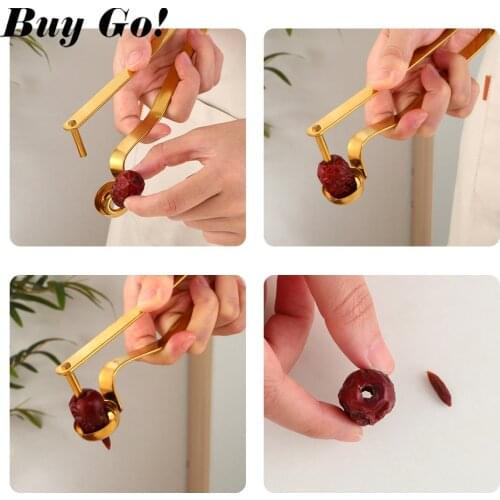 1PC Stainless Steel Cherry Pitters Long Handle Fruit Corer Seed Remover For Jujube Hawthorn Fruit Vegetable Tool Kitchen