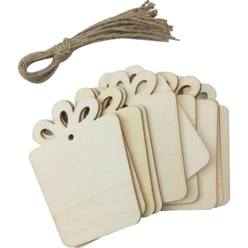 10PCS Unfinished Christmas Wooden Ornaments Wood Cutouts Slices Hanging Embellishments Crafts for Holiday Hanging Decoration