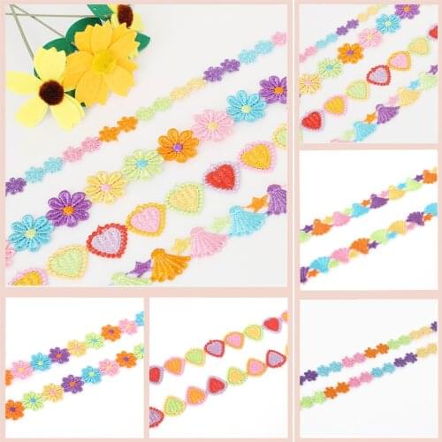 2Yards/lot Lace Ribbon Cherry Flower Tape Embroidered Fabric DIY Wedding Decoration Lace Trimmings Sewing Accessories